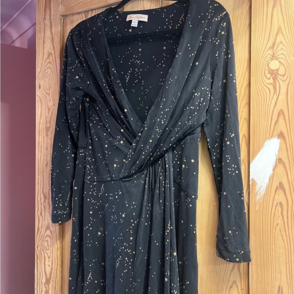 Mara Hoffman Black Mini Dress with Gold Speckle and Stars